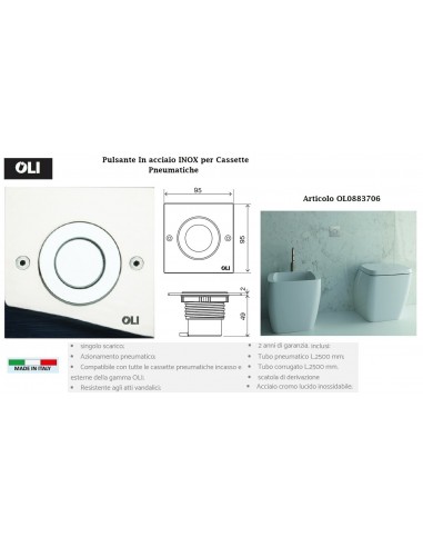 PULSANTE DA INCASSO IN ACCIAIO INOX  PNEUMATICO...