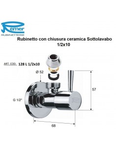 RUBINETTO SOTTO LAV.ABO CON CHIUSURA CERAMICA 1/2X10