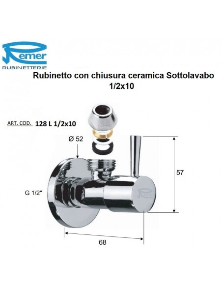 RUBINETTO SOTTO LAV.ABO CON CHIUSURA CERAMICA 1/2X10