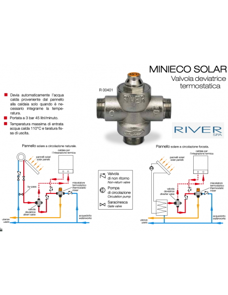 VALVOLA DEVIATRICE TERMOSTATI 3/4 A PUNTO FISSO 45° R00401