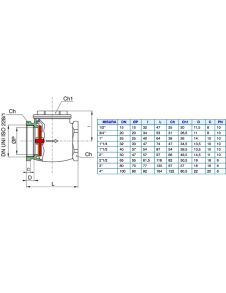 VALVOLA CLAPET D.1/2'' SEDE GOMMA