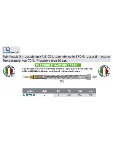 FLESSIBILE PER ACQUA DN 8 FGI 3/8''-Mc  10x1...