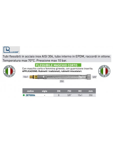 FLESSIBILE PER ACQUA DN 8 FGI 3/8''-Mc  10x1  350mm