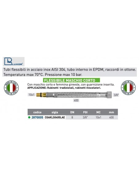 FLESSIBILE PER ACQUA DN 8 FGI 3/8''-Mc  10x1  400mm