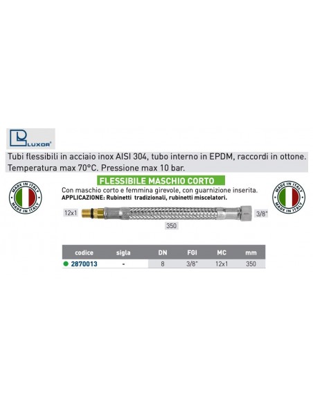 FLESSIBILE PER ACQUA DN 8 FGI 3/8''-Mc  12x1  350mm