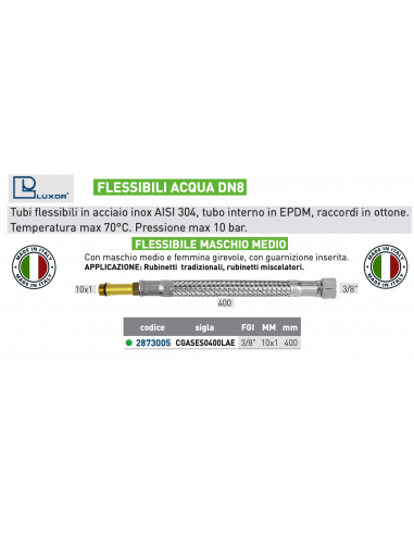 FLESSIBILE PER ACQUA DN 8 FGI 3/8''-10x1  400mm