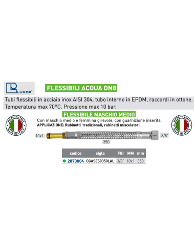 FLESSIBILE PER ACQUA DN 8 FGI 3/8''-10x1  350mm