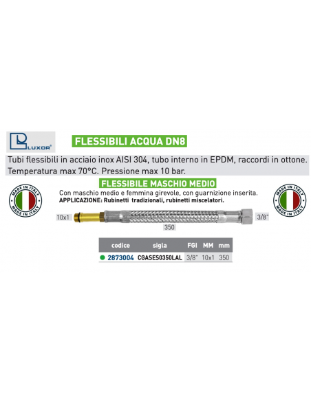 FLESSIBILE PER ACQUA DN 8 FGI 3/8''-10x1  350mm