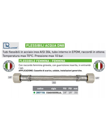 FLESSIBILE PER ACQUA DN 8 3/8''x3/8 FEMMINA  350 mm