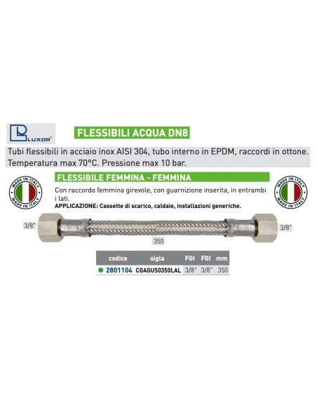 FLESSIBILE PER ACQUA DN 8 3/8''x3/8 FEMMINA  350 mm