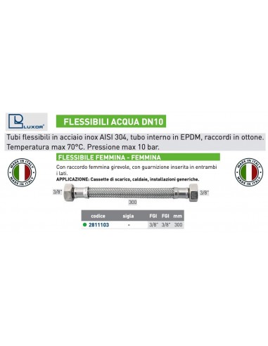 FLESSIBILE PER ACQUA DN 10 3/8''X3/8 FEMMINA 300mm