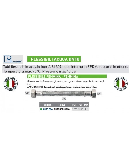 FLESSIBILE PER ACQUA DN 10 1/2''X3/8 FEMMINA 350mm
