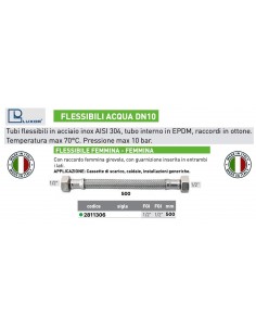 FLESSIBILE PER ACQUA DN 10 1/2''X1/2 FEMMINA  500mm