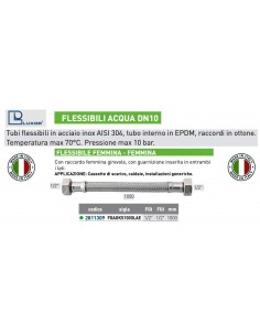 FLESSIBILE PER ACQUA DN 10 1/2''X1/2 FEMMINA 1000mm