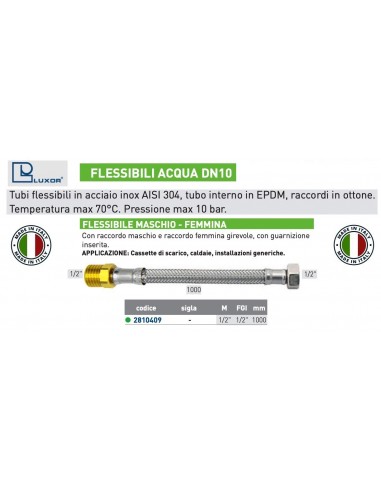 FLESSIBILE PER ACQUA DN 10 1/2X1/2 FEMMINA-F....