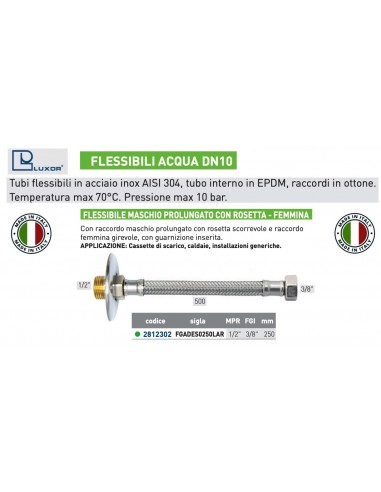 FLESSIBILE PER ACQUA DN 10 1/2X3/8 MASCHIO F.250mm