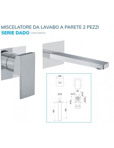 MISCELATORE LAVABO QUADRO A PARETE COMPOSTO DA...