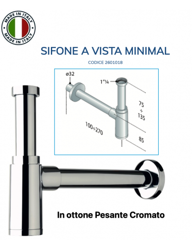 SIFONE CILINDRICO MINIMAL IN OTTONE PESANTE...