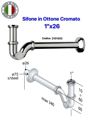 SIFONE LAVABO-BIDET A ''S'' 1"X26 IN OTTONE...