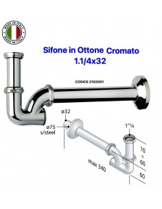 SIFON LAVABO-BIDET A "U" 1.1/4X32 AUS VERCHROMTEM MESSING