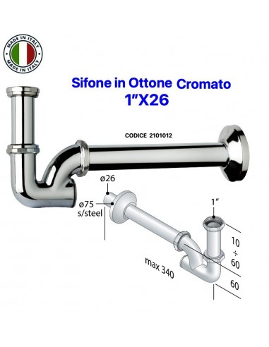 SIFONE LAVABO-BIDET A ''U'' 1"X26 IN OTTONE...