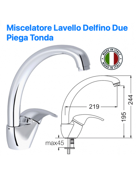 MISCELATORE LAVELLO DESIA PIEGA TONDA IN OTTONE CROMATO