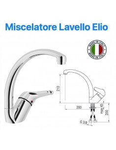 MISCELATORE LAVELLO HELIUM PIEGA TONDA IN OTTONE CROMATO