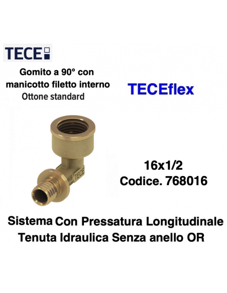 GOMITO A 90° TECEflex Femmina 16X1/2