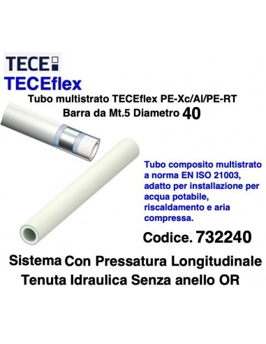 TECEflex Rohr Blank in Stange Durchmesser 40 m...