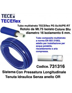 TUBO TECEflex ISOLATO BLU ROTOLO DA MT.75 Diametro 16...