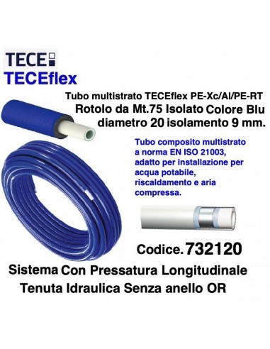 TUBO TECEflex ISOLIERT BLAU ROLLE 75 METER...