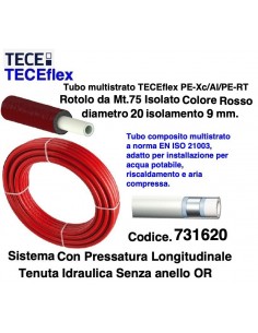 TUBO TECEflex ISOLATO ROSSO ROTOLO DA MT.75 Diametro 20...