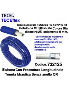 TUBO TECEflex ISOLATO BLU ROTOLO DA MT.50 Diametro 25...