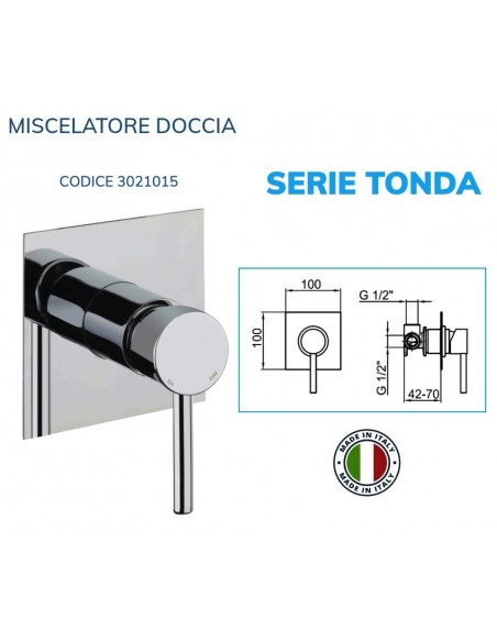 MISCELATORE DOCCIA CILINDRICA DA INCASSO