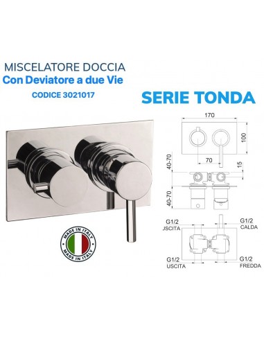 MISCELATORE DOCCIA CILINDRICA DA INCASSO CON...