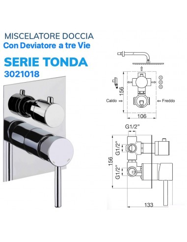 MISCELATORE DOCCIA CILINDRICA DA INCASSO CON...