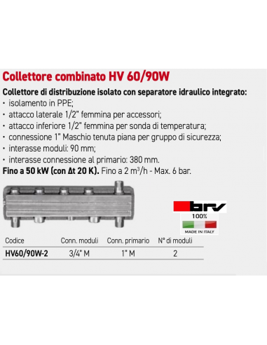 COLLETTORE CON SEPARATORE BRV DN20 2 MODULI 3/4X1"