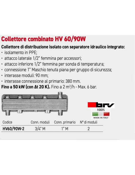 COLLETTORE CON SEPARATORE BRV DN20 2 MODULI 3/4X1"
