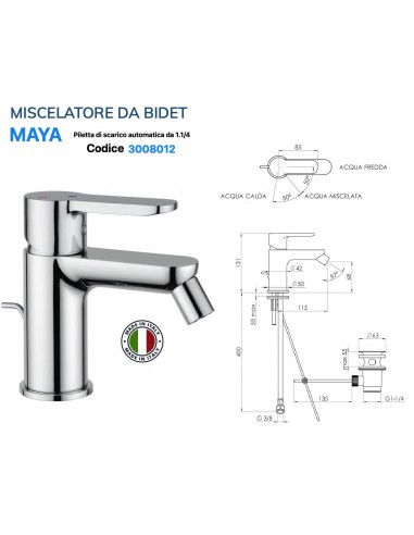 MISCELATORE BIDET MAIO CON PILETTA  AUTOMATICA...