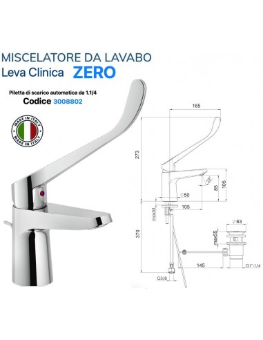 MISCELATORE LAVABO CERO LEVA CLINICA CON...