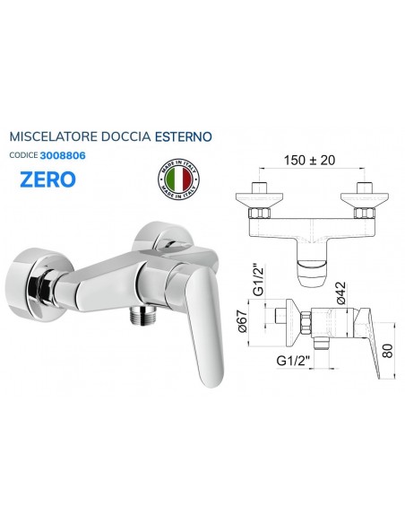 MISCELATORE DOCCIA CERO DA ESTERNO