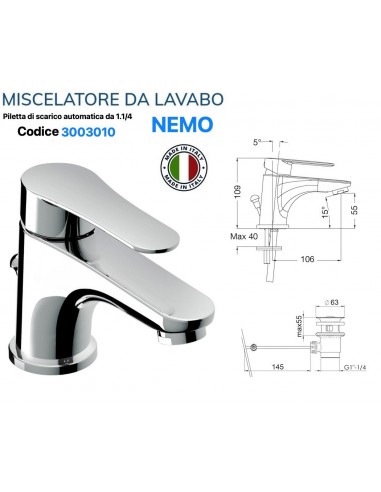 MISCELATORE LAVABO VIVA CON PILETTA AUTOMATICA...