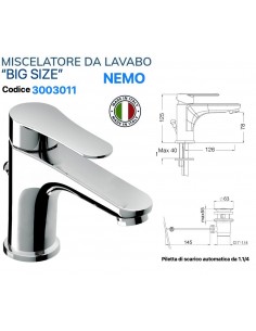 MISCELATORE LAVABO VIVA "BIG SIZE" CON PILETTA AUTOMATICA...