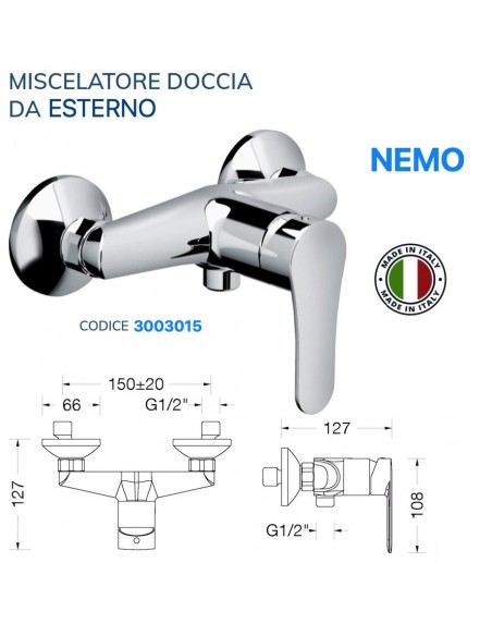 MISCELATORE DOCCIA VIVA DA ESTERNO