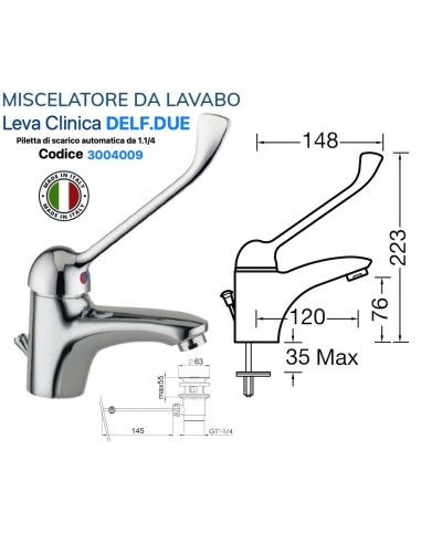 MISCELATORE LAVABO LEVA CLINICA DESIA CON...