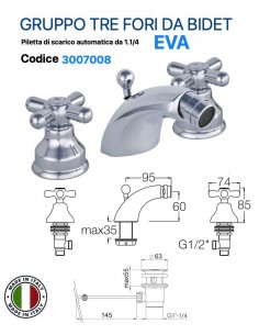 GRUPPO BIDET TRE FORI EVA CON EROGAZIONE IN OTTONE...