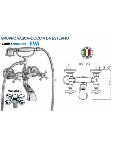 GRUPPO VASCA ESTERNO CON DOCCETTA E FLESSIBILE...