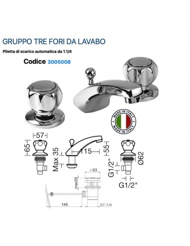 GRUPPE LAVABO DREI LOCH TRADITIONELL AUS...