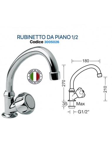 RUBINETTO PER LAVABO COLLO A SNODO IN OTTONE...