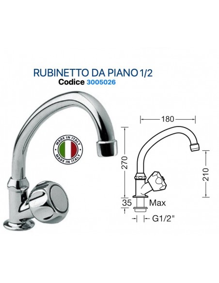 RUBINETTO PER LAVABO COLLO A SNODO IN OTTONE CROMATO 